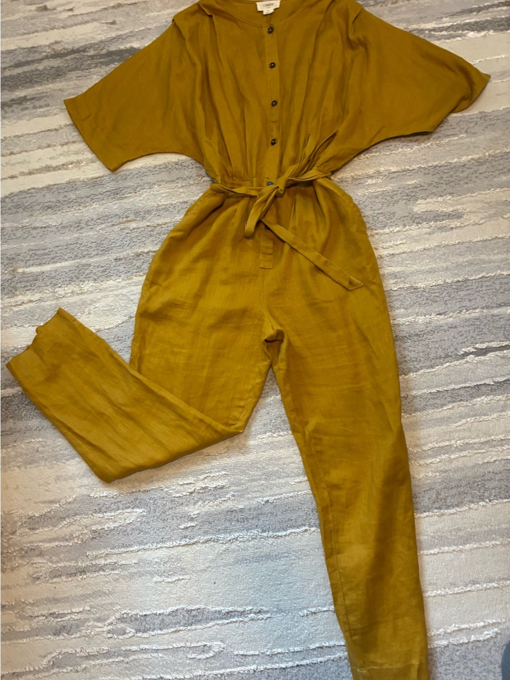 Ceres Life 100% Linen Utility Jumpsuit – Mustard Yellow Size Sm. EUC Chic